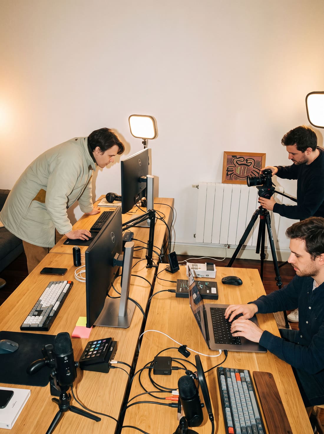 The team on set, mid-shoot