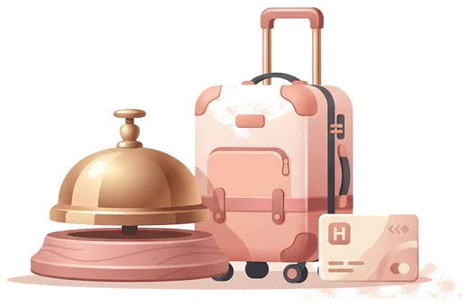 Hotel bell and suitcase