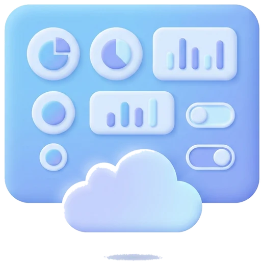 Dashboard panel above a cloud